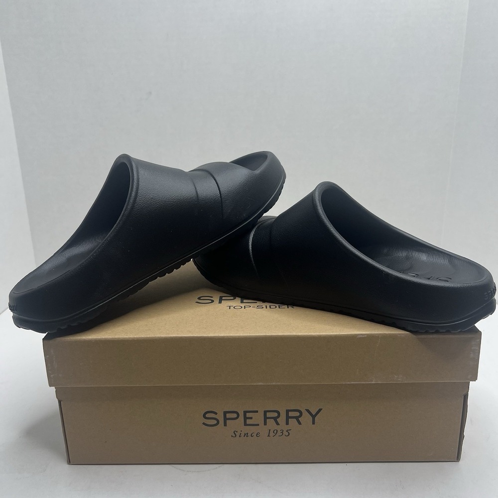 Sperry Windward Float Slide Womens 7 M Black Sandals Sport Slides STS87380 NIB